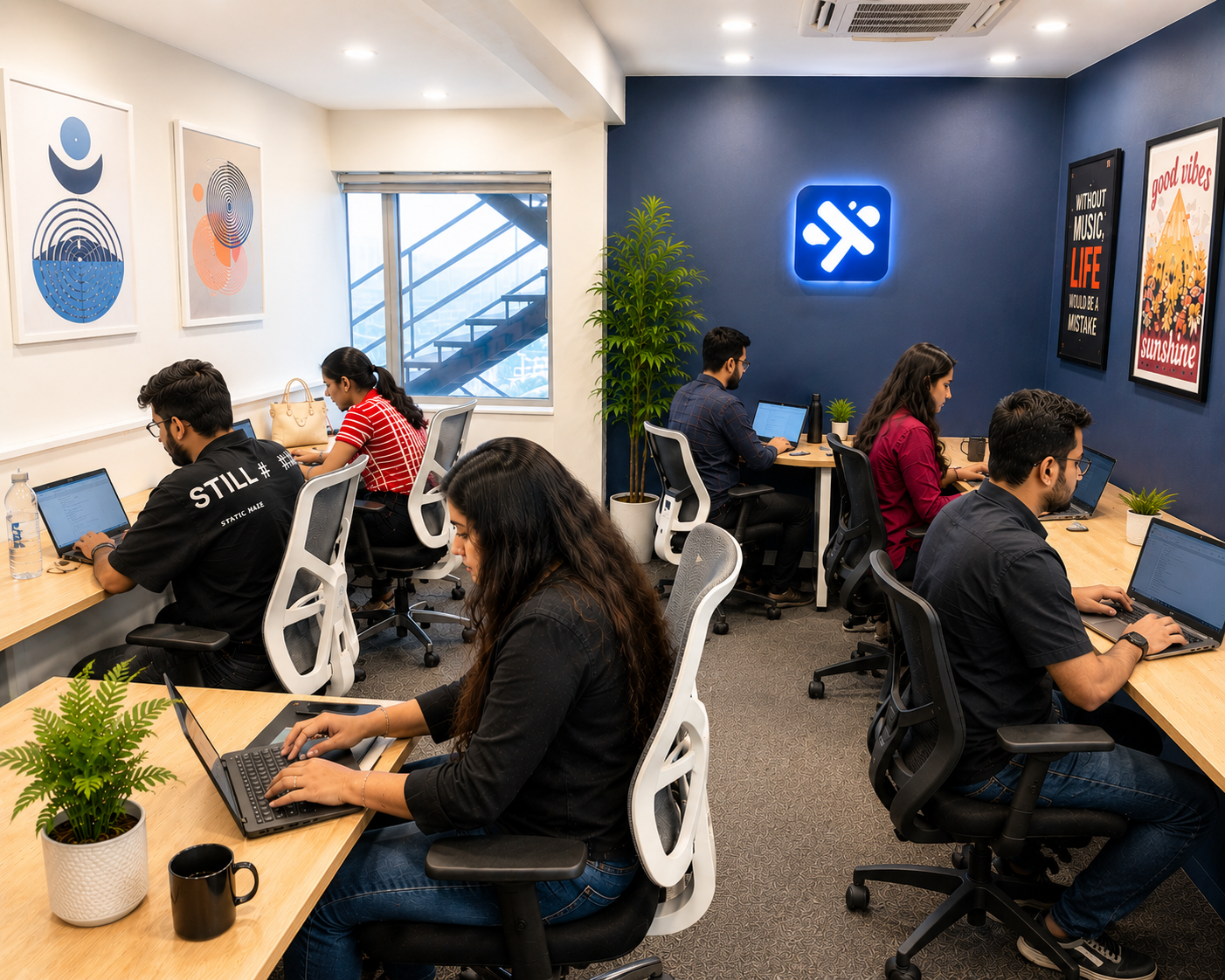 Startup team meeting to plan digital product development